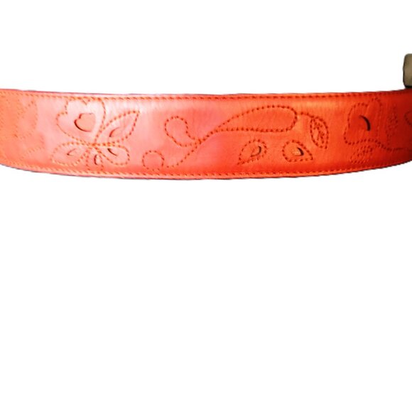 Ferragamo Unique Brown Floral Stitch Leather Belt - 80CM - Picture 5 of 5